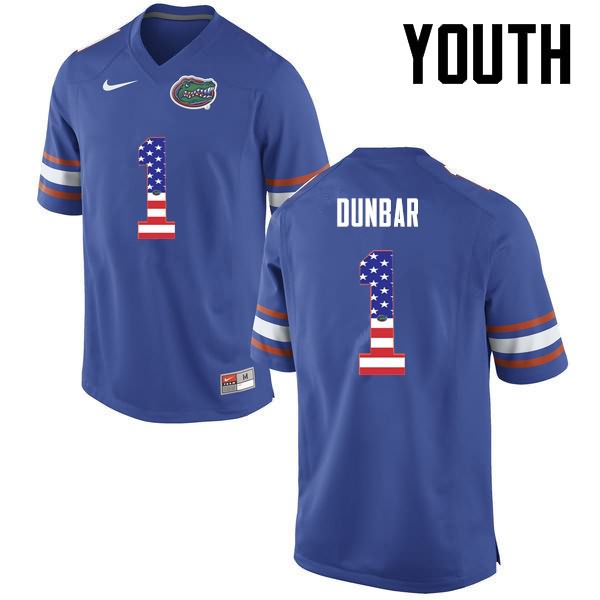 Youth NCAA Florida Gators Quinton Dunbar #1 Stitched Authentic USA Flag Fashion Nike Blue College Football Jersey BAZ7565FZ